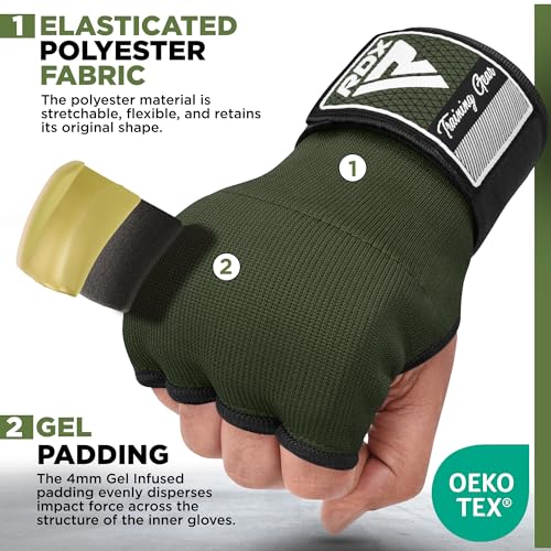 RDX IS Gel Padded Inner Gloves Hook & Loop Wrist Strap for Knuckle Protection OEKO-TEX® Standard 100 certified